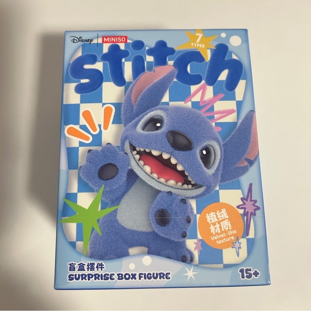 NEW Disney Miniso Blue Stitch Surprise Blind Mystery Box Velvet Texture Figure